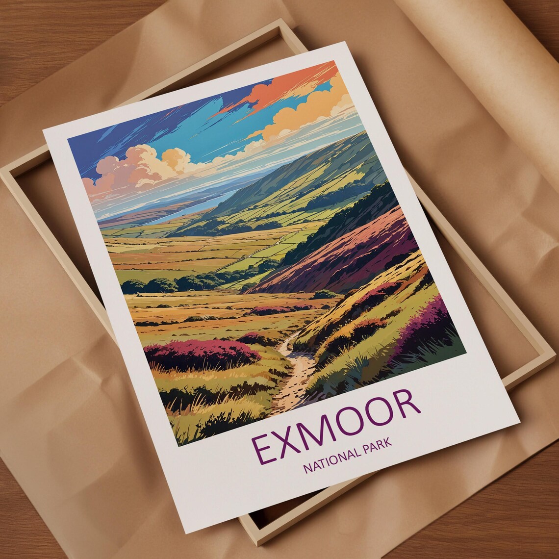 Exmoor National Park Heather Hills Valley Trail Scenic Travel Poster - Image 4