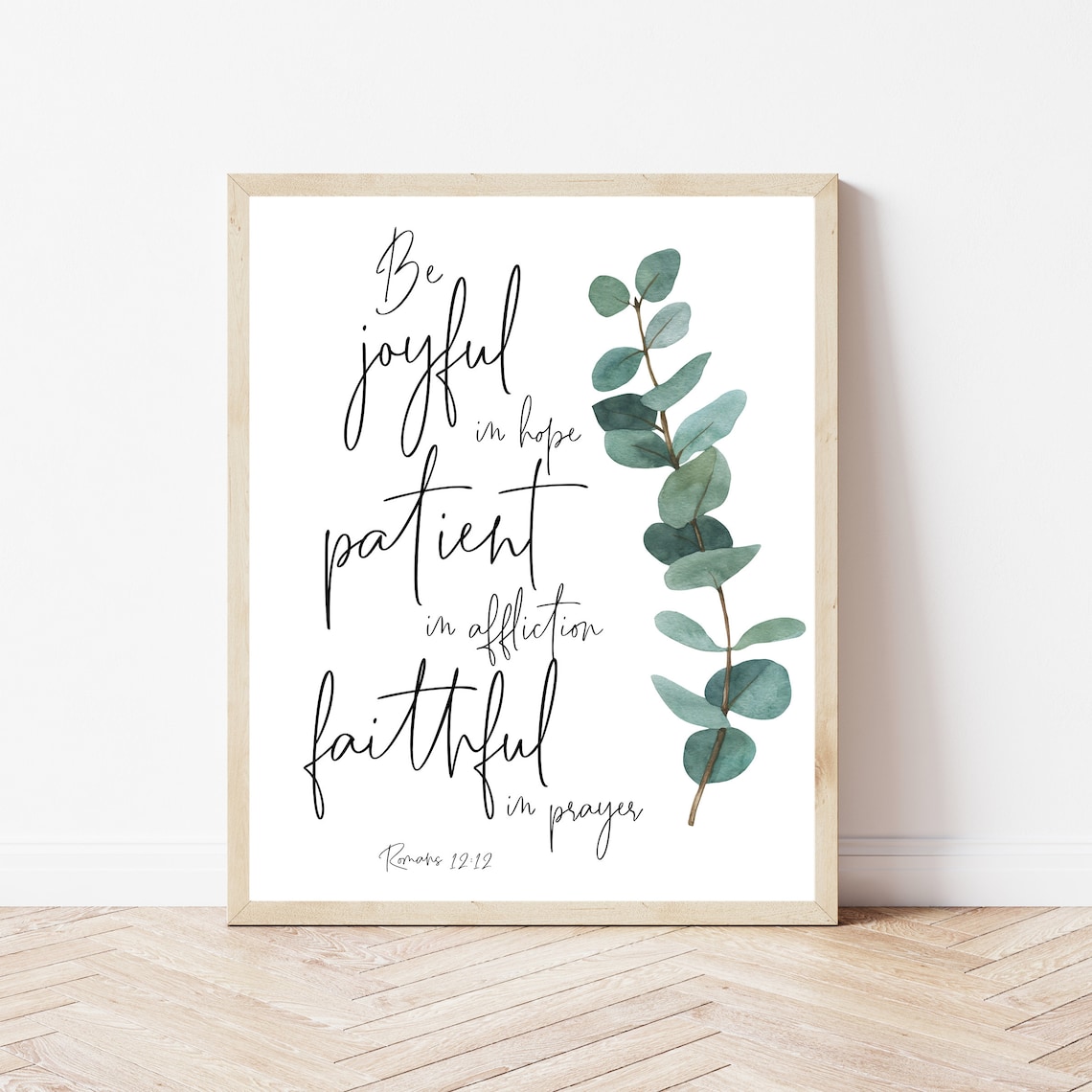 Romans 12:12 Bible Verse Minimalist Christian Poster