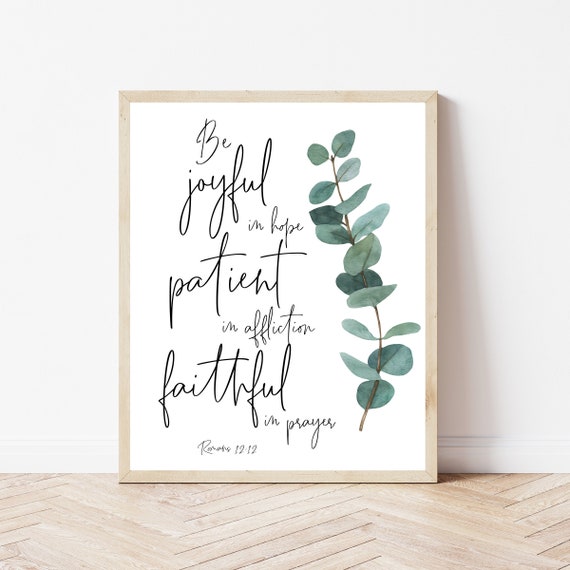 Romans 12:12 Bible Verse Minimalist Christian Poster