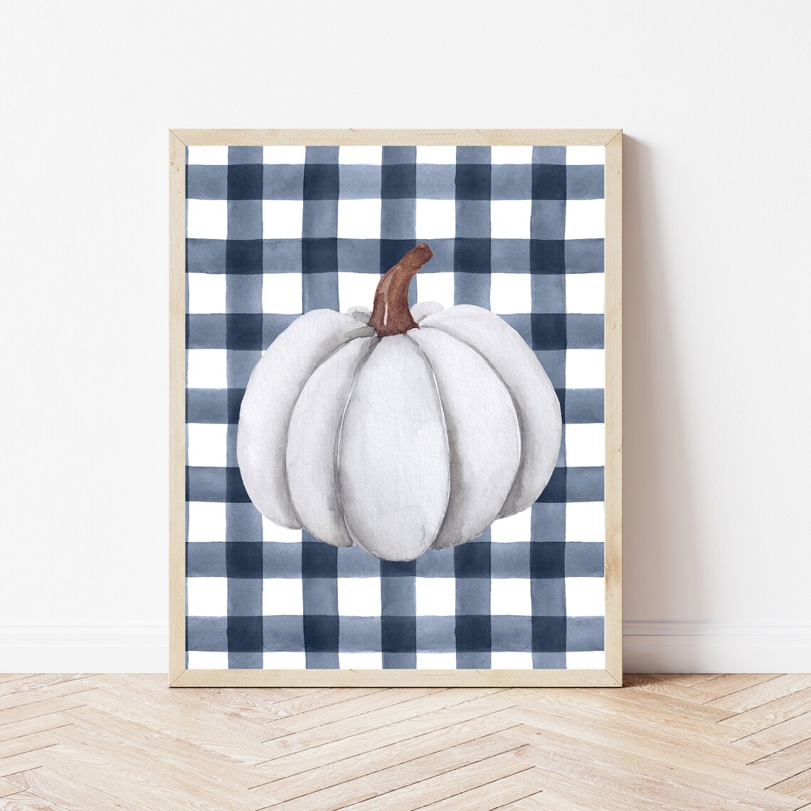 Pumpkin Wall Art, Buffalo Plaid Farmhouse Fall Print