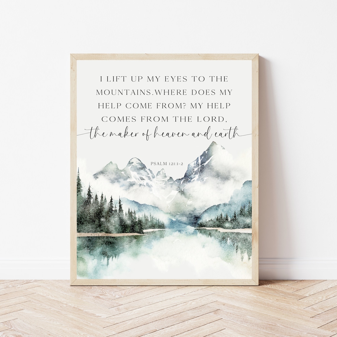 Bible Verse Psalm 121 Scripture Poster, Mountain Art