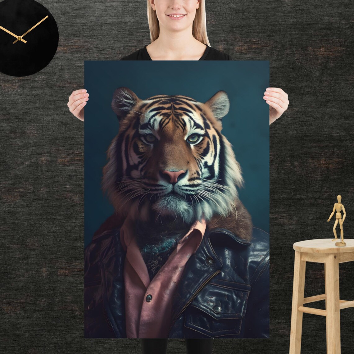 Tiger 80s Style Retro Poster Eighties Wall Art Living Room Funny Decor