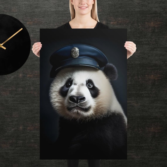 Police Panda Cute Animal Poster Fancy Portrait Unique Art Detective