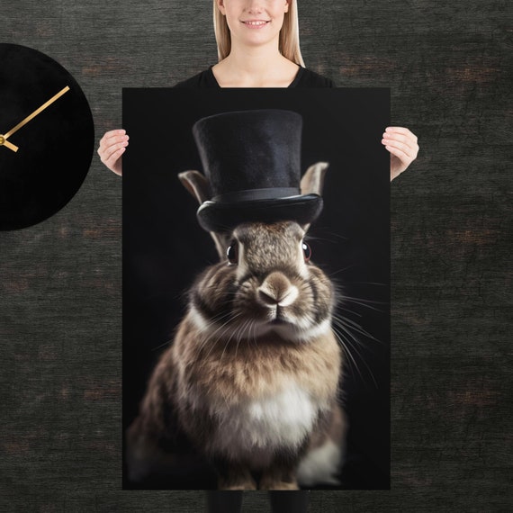 Tophat Rabbit Cute Animal Poster Fancy Portrait Unique Art