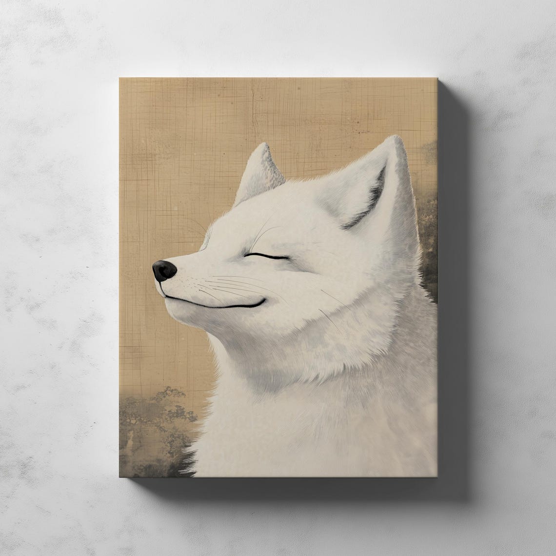 Ukiyo-E Style White Fox Art Print, Minimalist Zen - Image 2