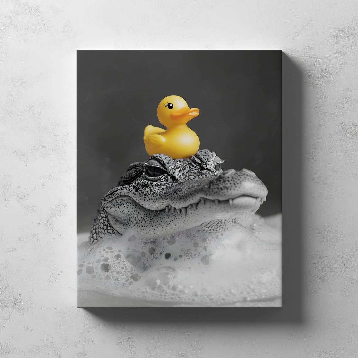 Funny Alligator Bubble Bath Yellow Rubber Duck Reptile Poster - Image 3