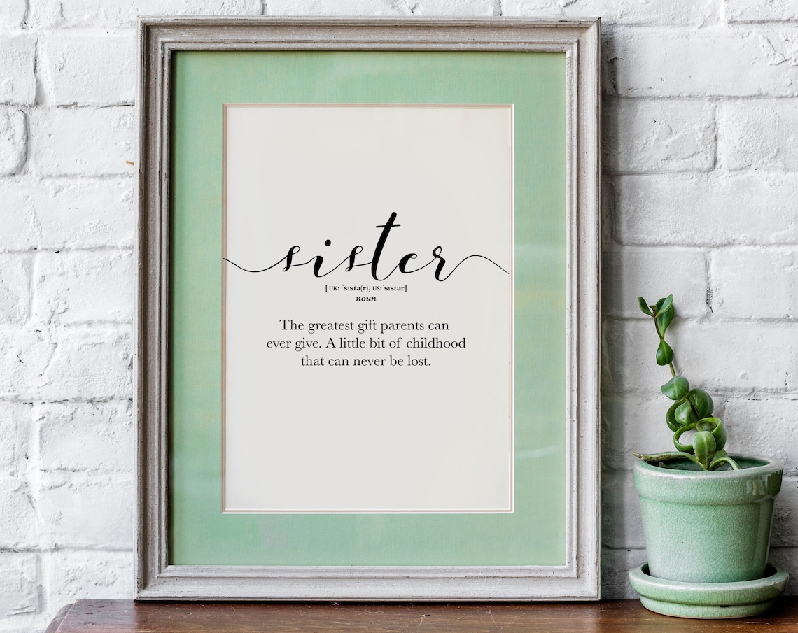 Sister Word Definition Poster, Funny Quote Art Print