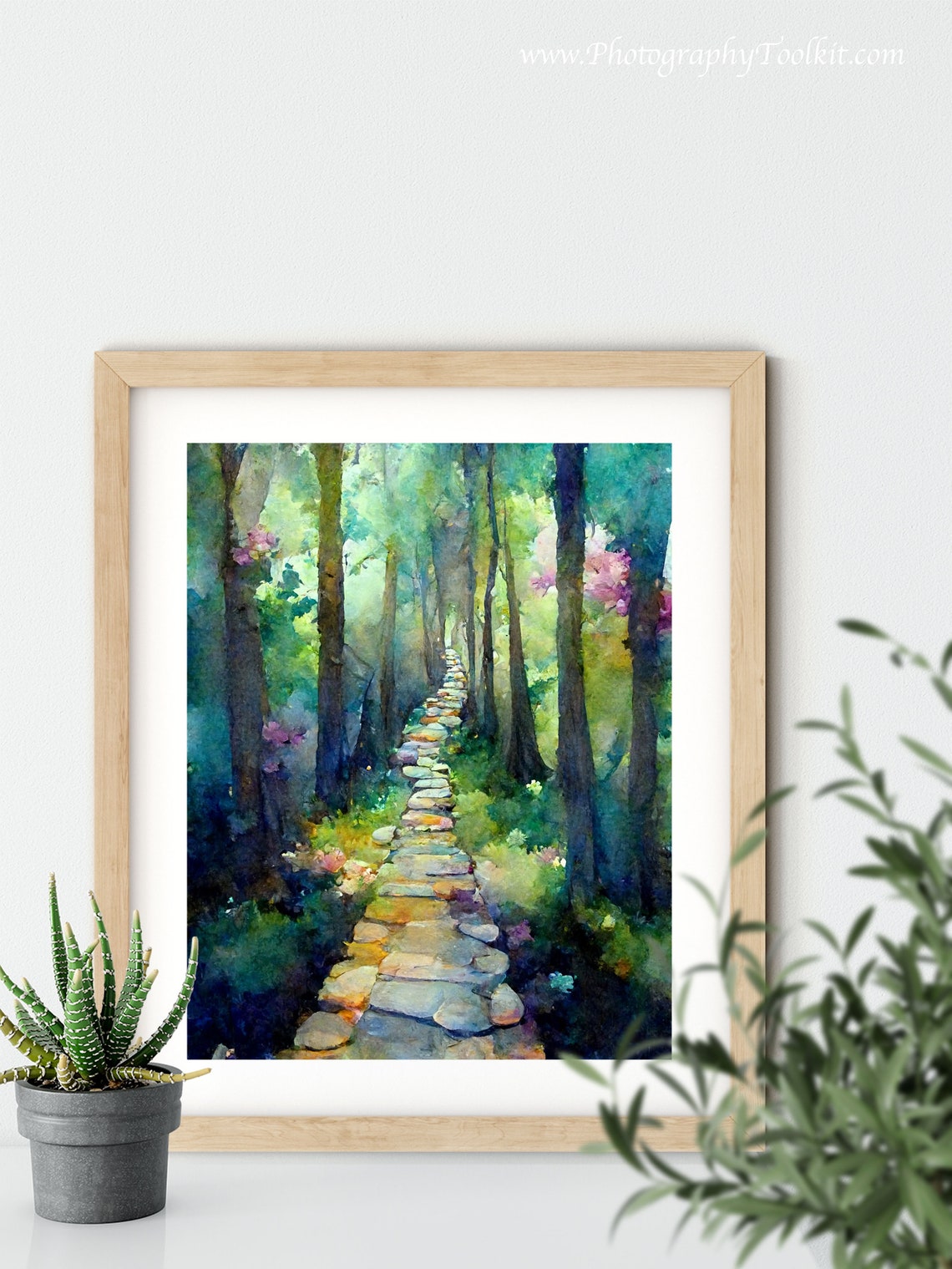 Forest Path Print Tree Wall Art Forest Print Adventure Art Print Forest Watercolor Forest Wall Art Sycamore Path Print Wilderness Art - Image 5