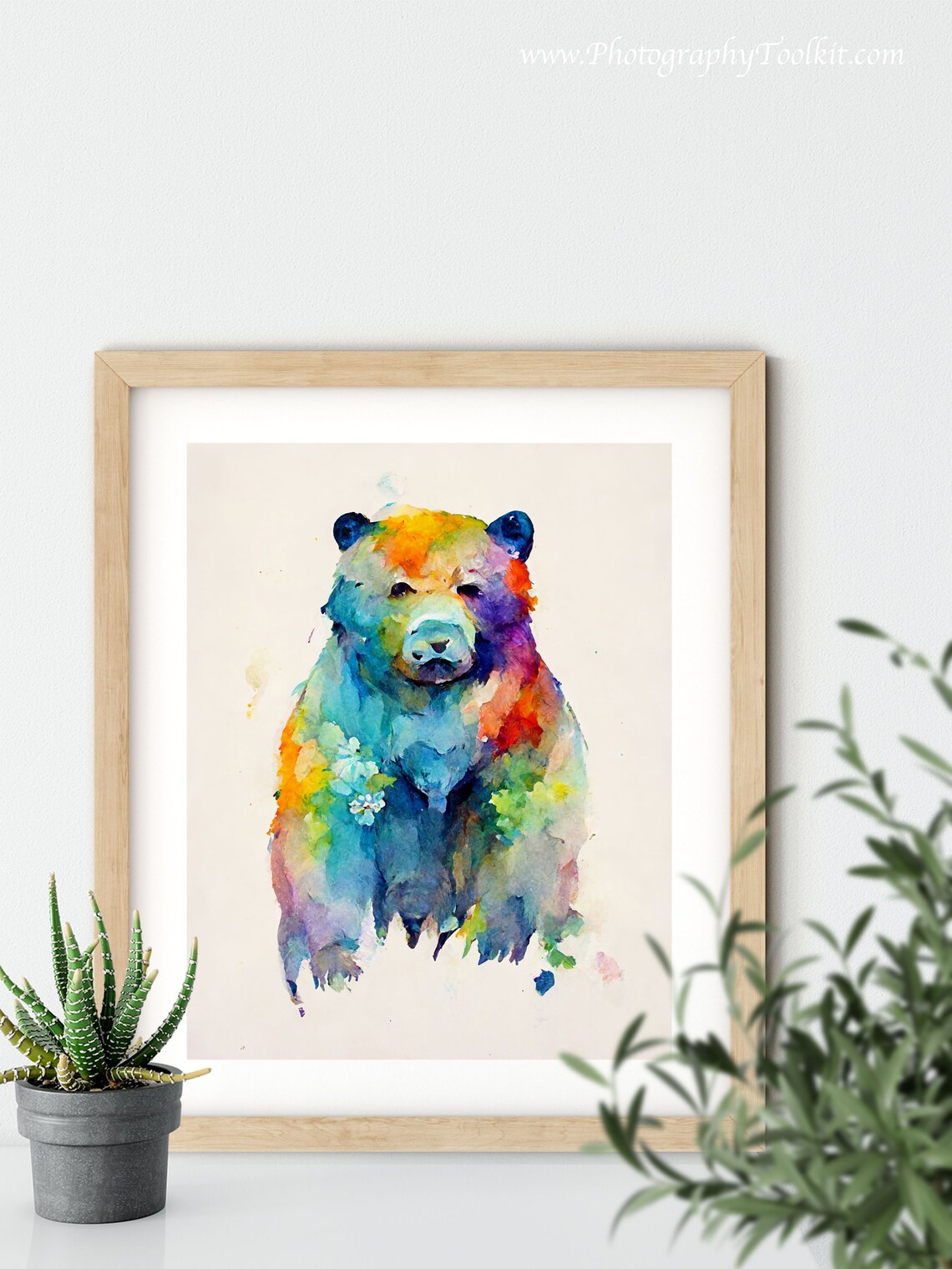 Colorful Watercolor Bear Multicolor Wildlife Art Cute Animal Poster - Image 5