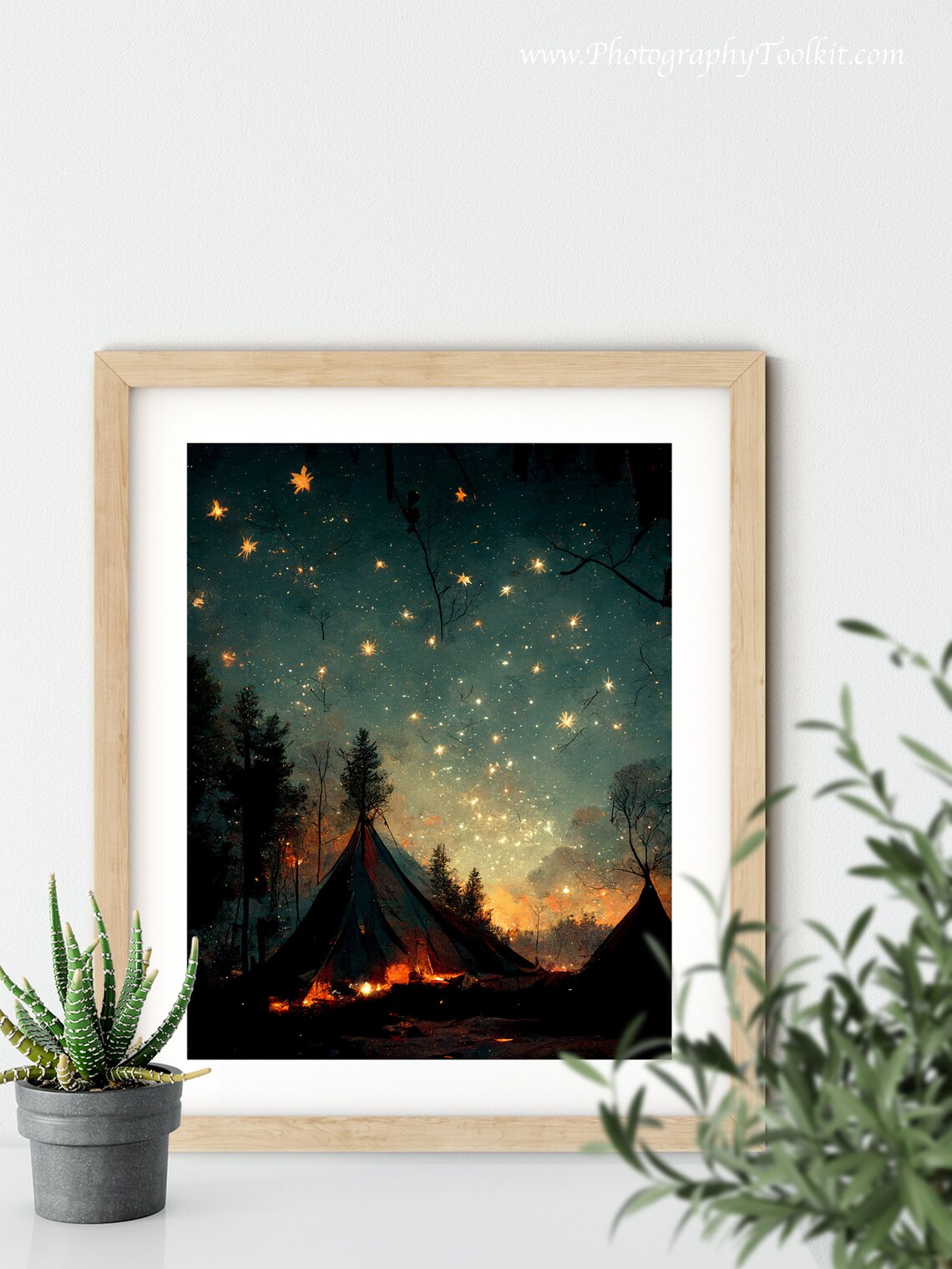 Camping At Night Campfire Art Print, Cabin Decor - Image 5