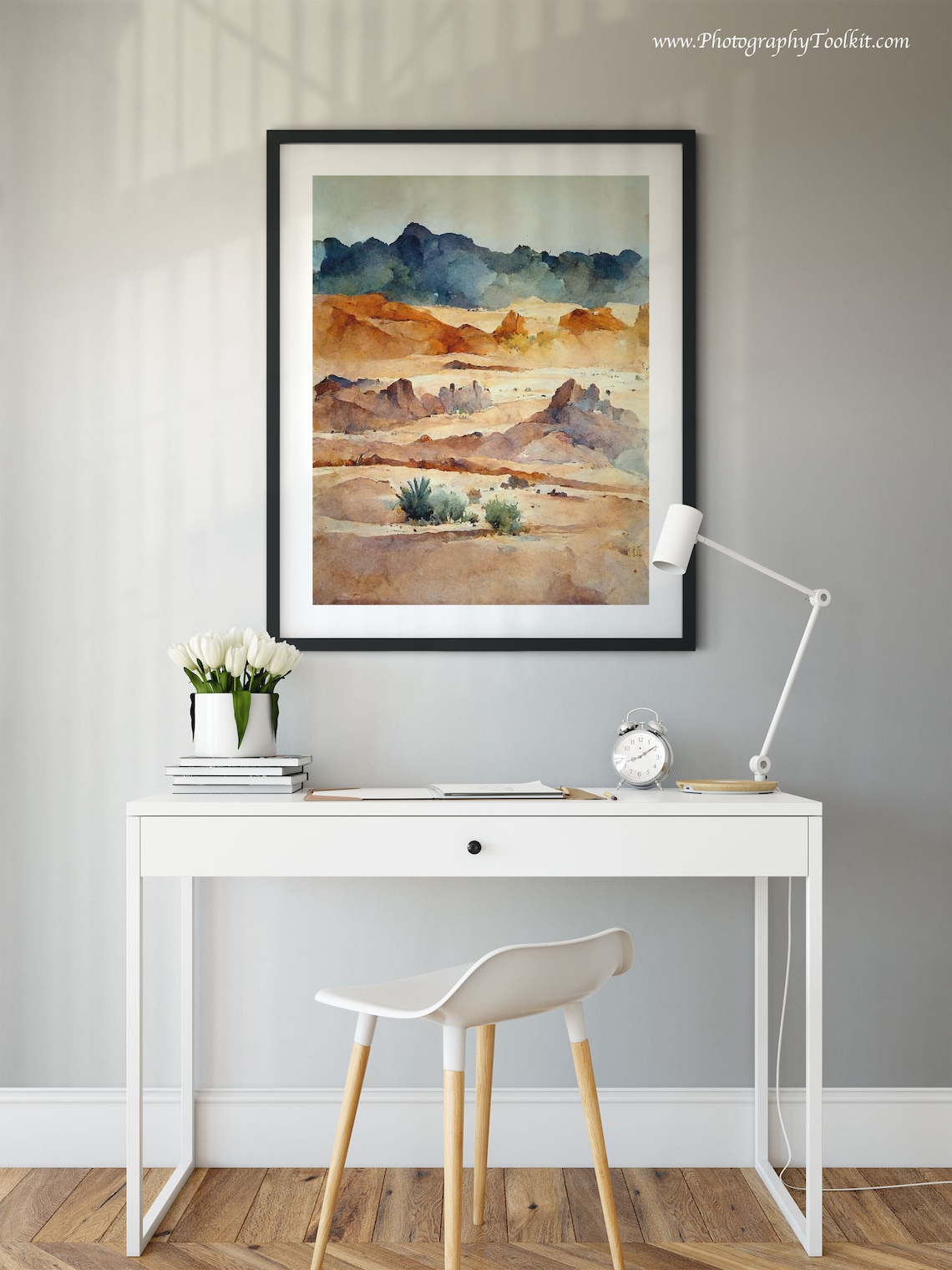Desert Watercolor Mountains Shrubs Southwest Landscape Poster - Image 2