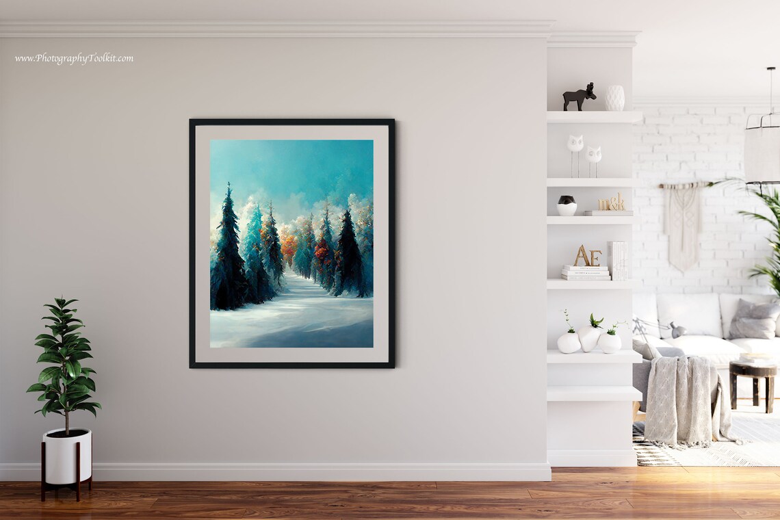 Forest Winter Landscape Watercolor Art Print - Image 4