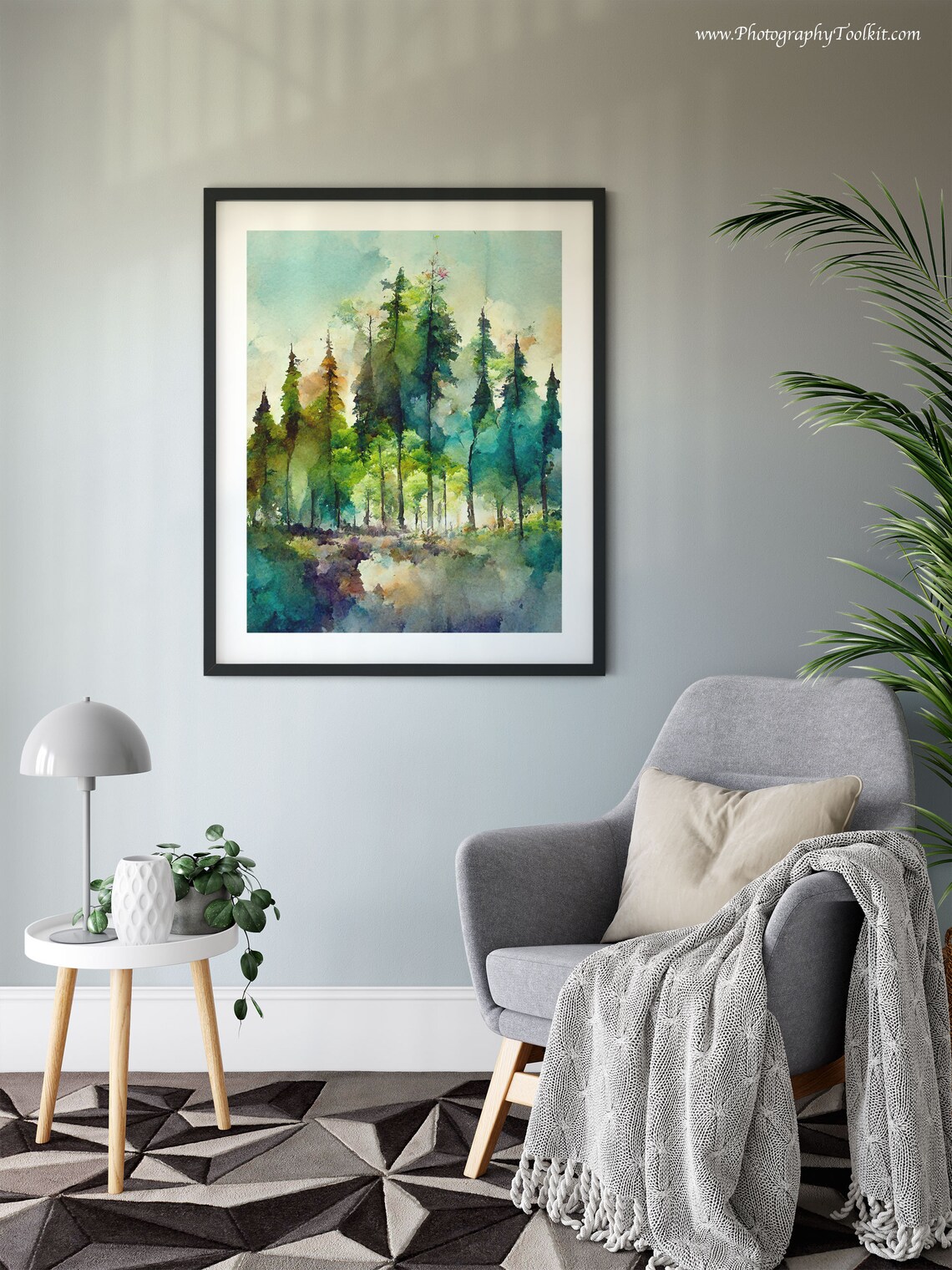 Watercolor Forest Winter Landscape Art Print - Image 6