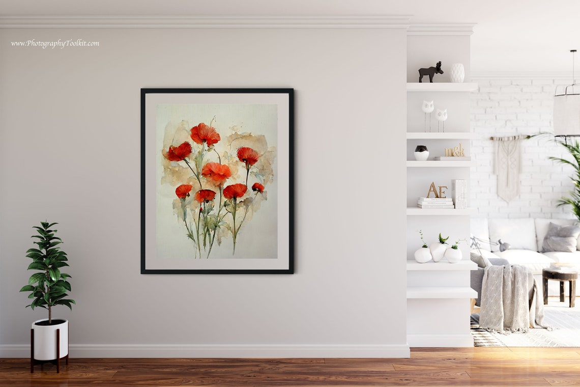 Red Poppies Print Poppy Flowers Art Poppies Watercolor Abstract Poppy Poppy Wall Art Farmhouse Wall Decor Poppy Painting Red Flowers - Image 4