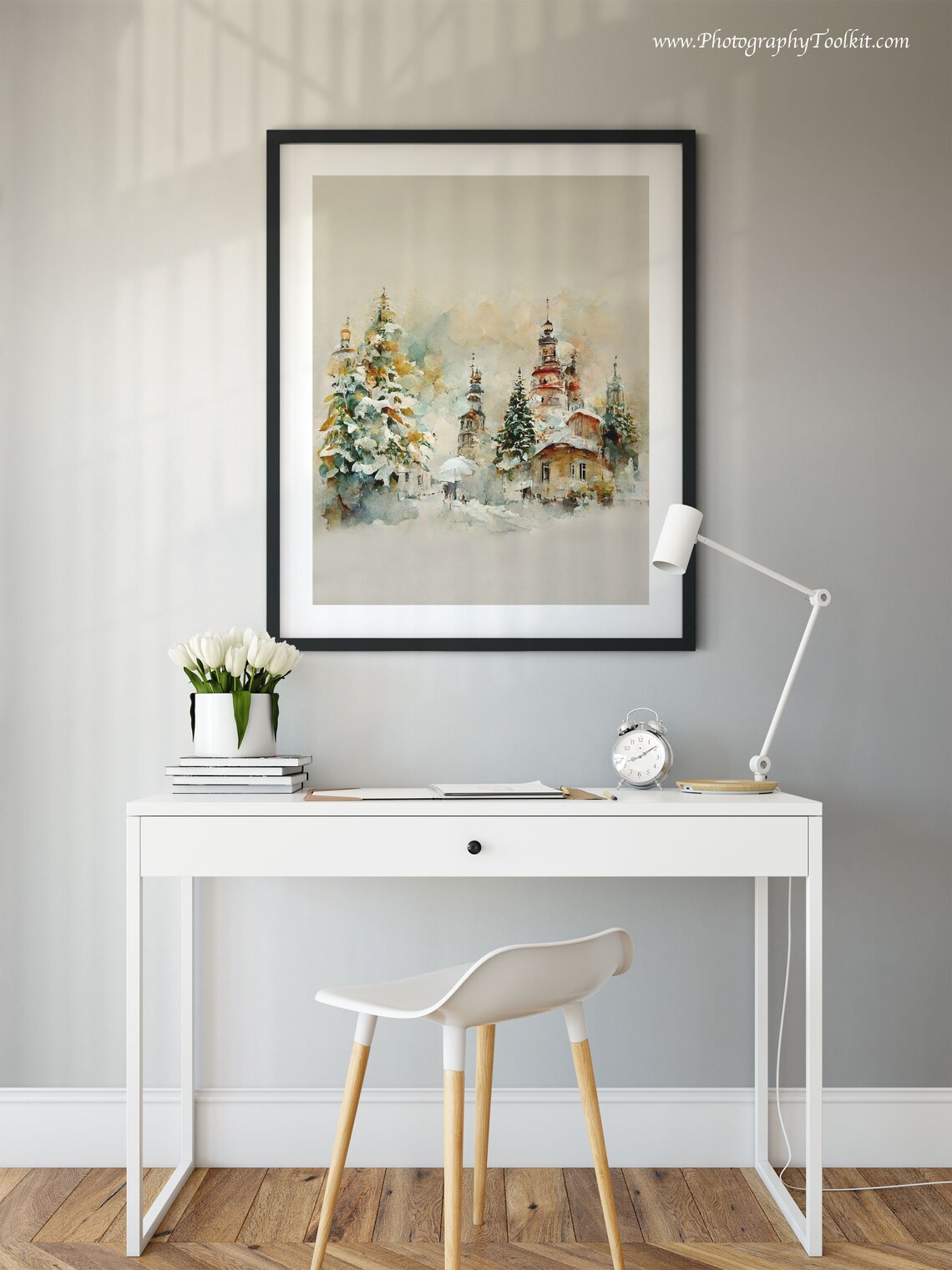 Winter Landscape Watercolor Forest Rustic Art Print - Image 4