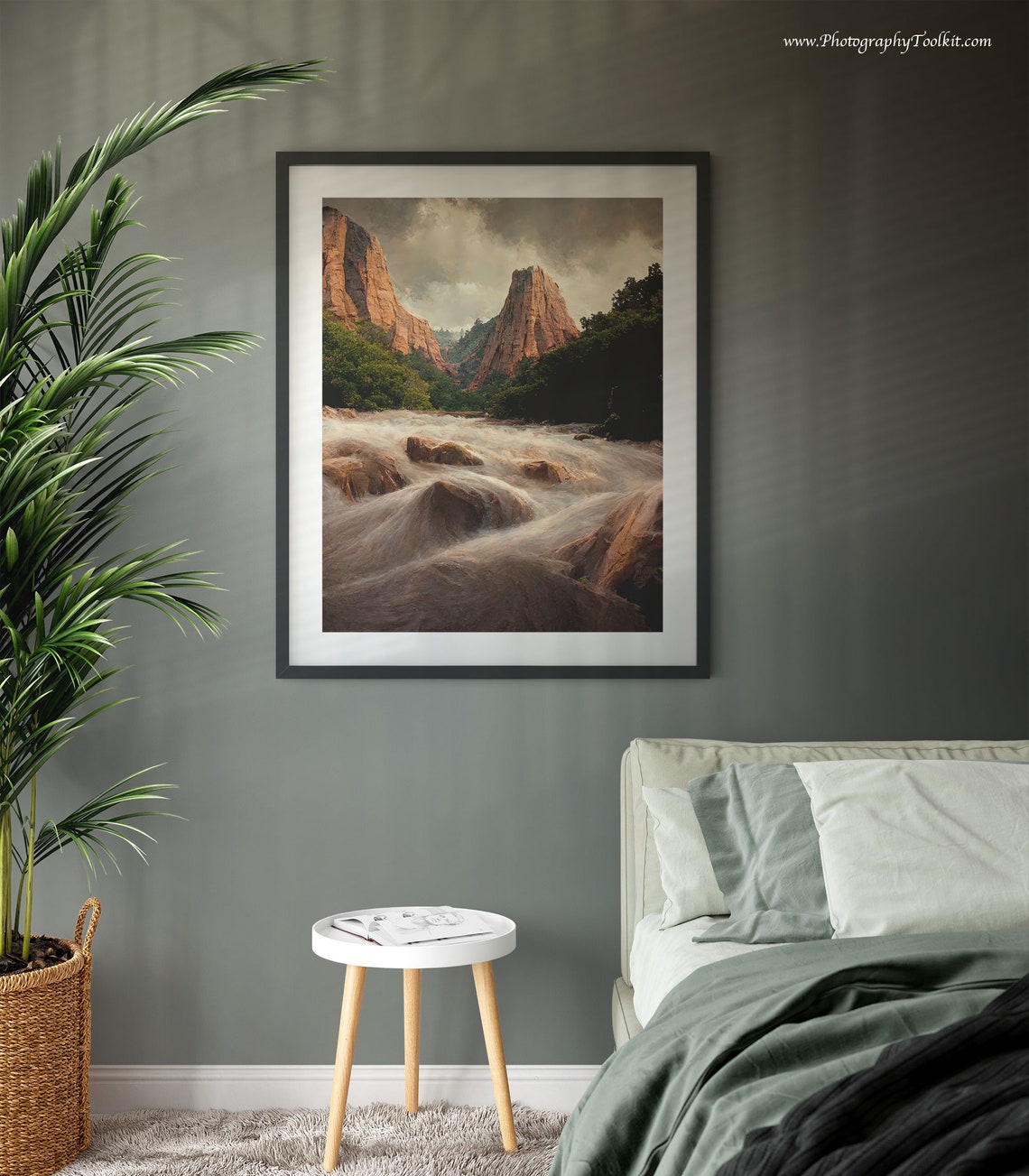 Zion Canyon River Rapids Wall Art Rushing Water Red Rock Cliffs View - Image 3