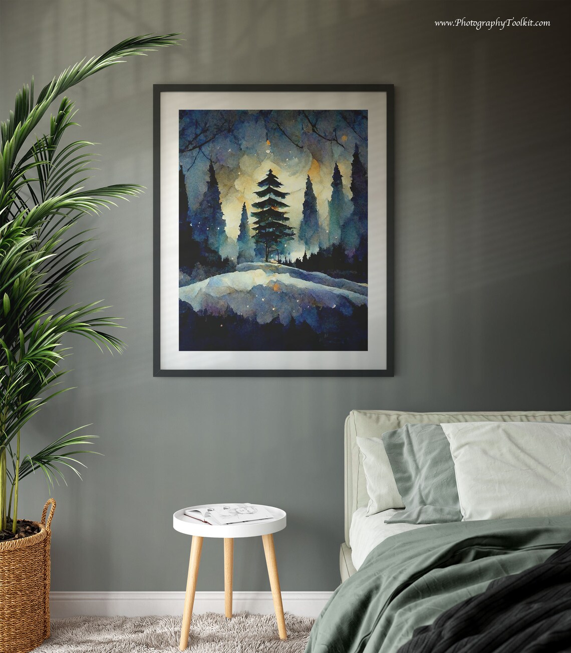 Winter Landscape Art Print, Snowy Pine Trees - Image 3