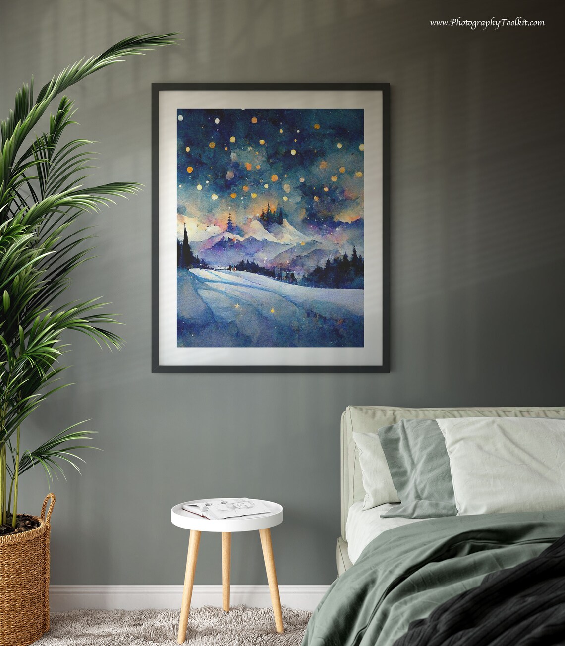 Ice Skating Landscape Art Print, Winter Forest - Image 3