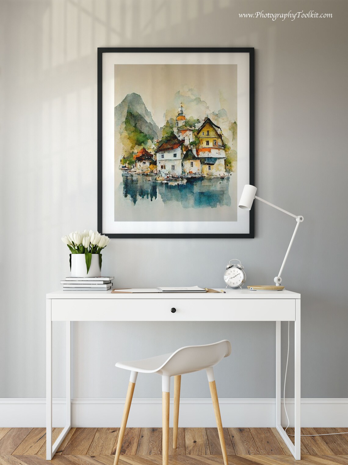 Hallstatt Austria Lakeside Village Charm Scenic Watercolor Poster - Image 2