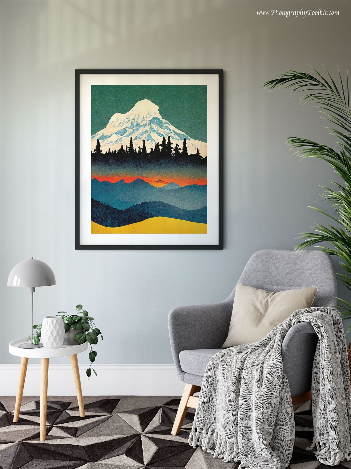 Mount Rainier Washington Retro Sunset Pines National Park Poster - Image 6