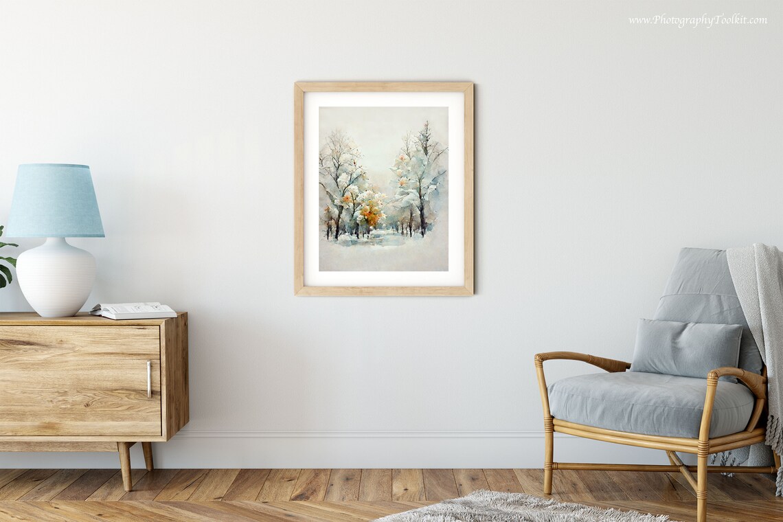 Winter Landscape Forest Watercolor Art Print - Image 5