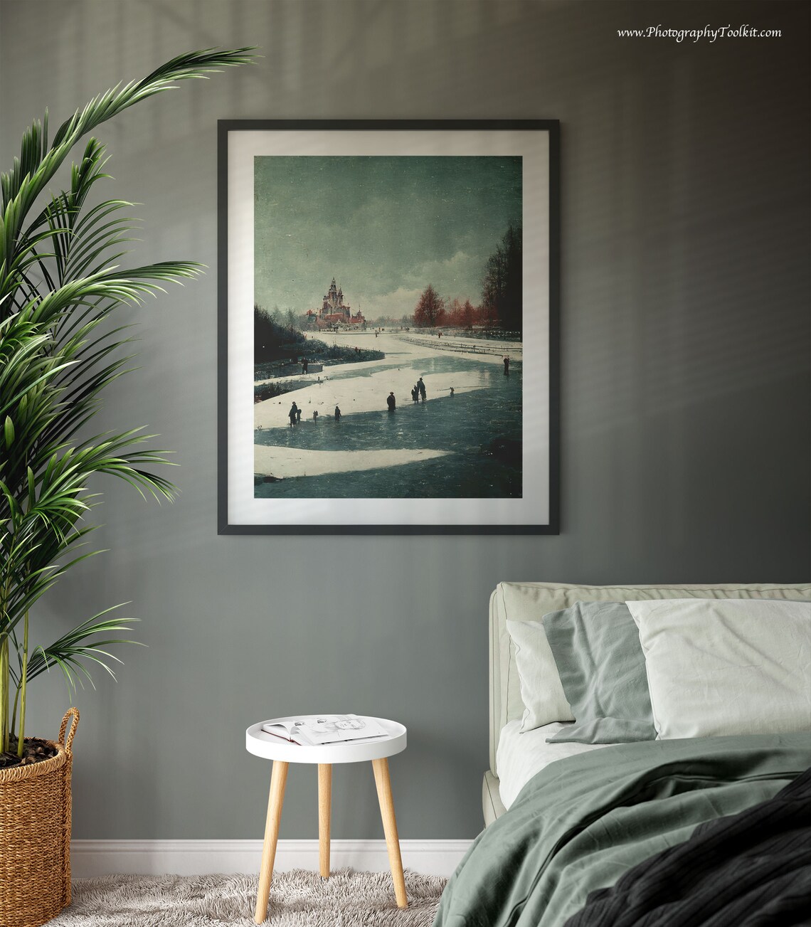 People Ice Skating Art Print, Winter Holiday Decor - Image 3