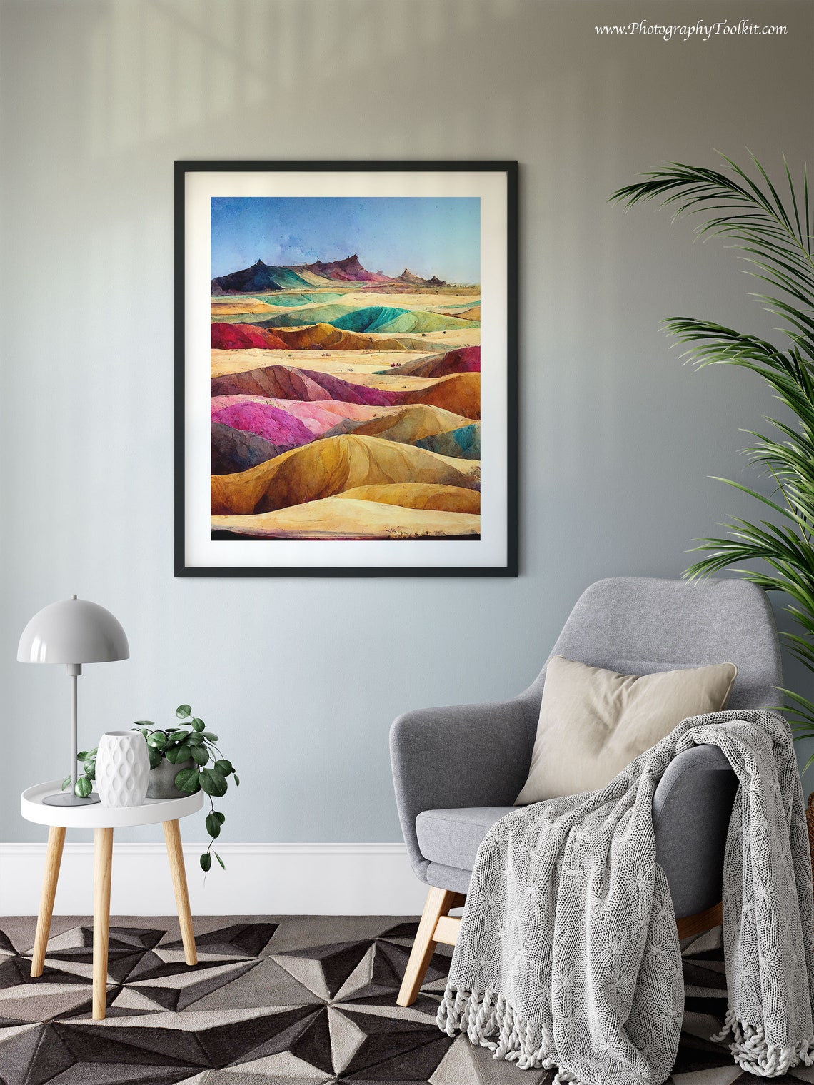 Painted Desert Rainbow Badlands Hills Scenic Watercolor Poster - Image 6