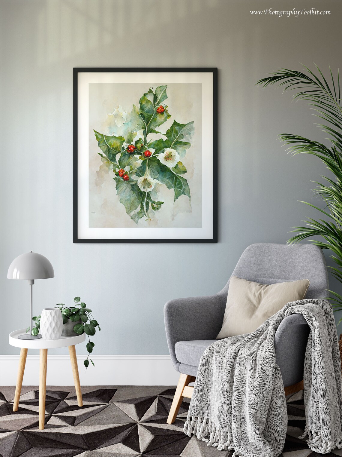 Winter Berry and Holly Branch Holiday Art Print - Image 6