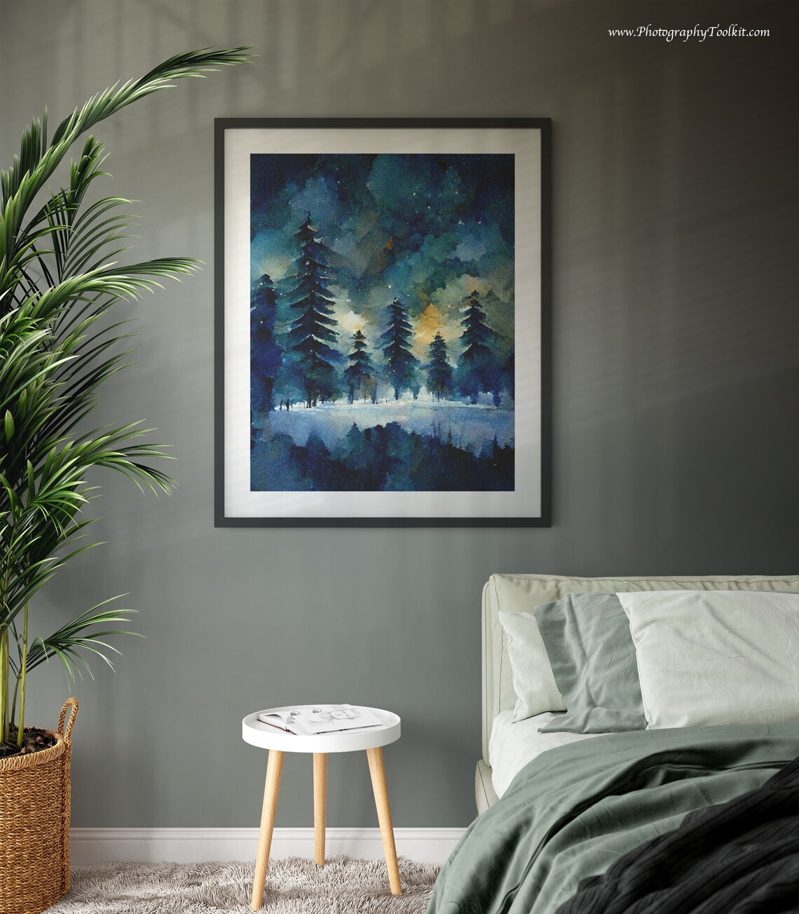 Winter Landscape Print, Snowy Trees and Pine Tree - Image 3