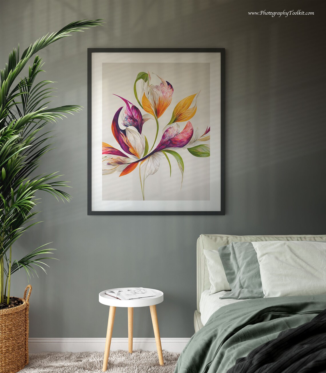 Bold Floral Abstract Magenta Orange Petals Modern Botanical Art Print - Image 3