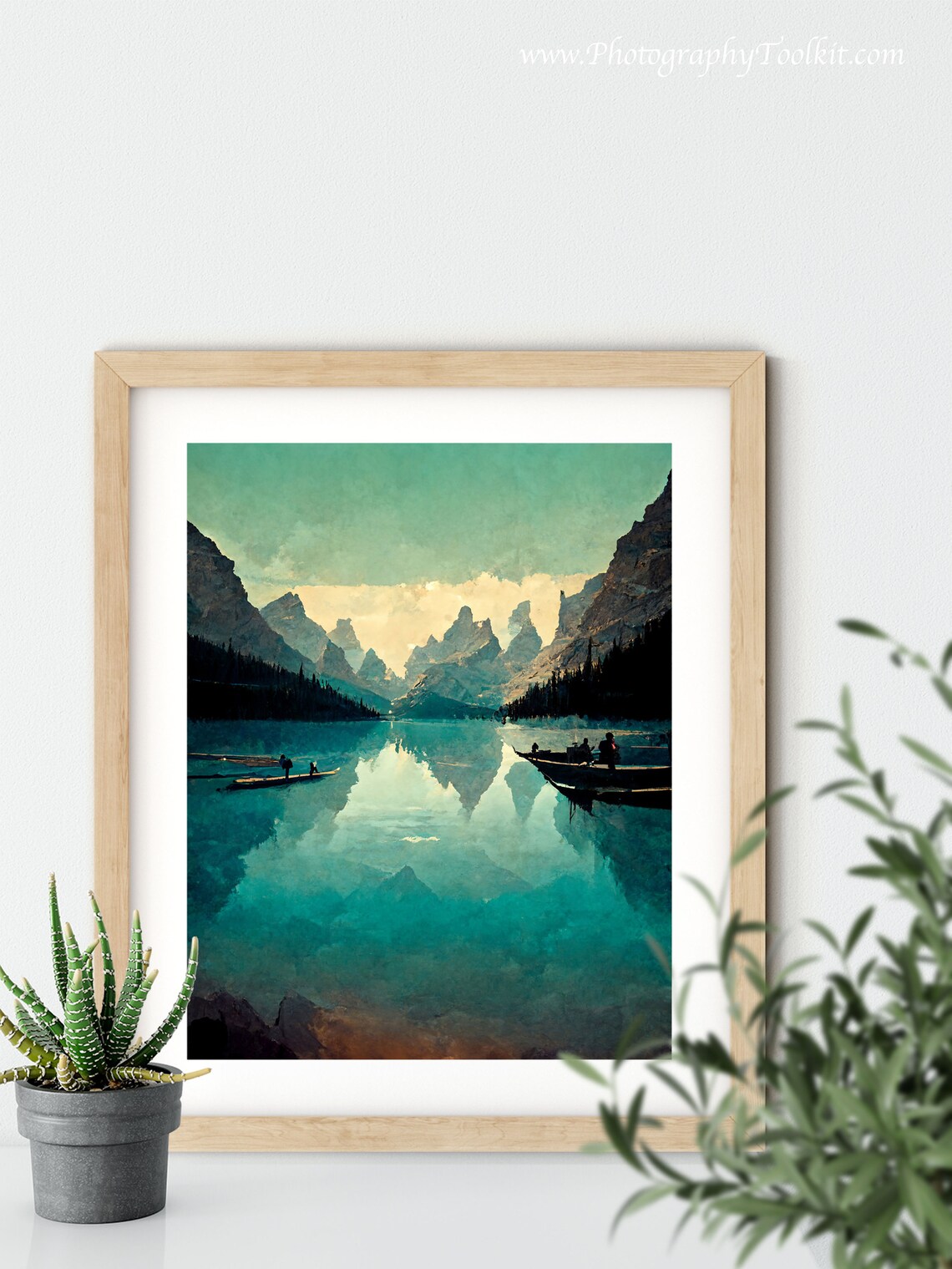 Moraine Lake Banff Watercolor Turquoise Canoe Mountain Poster - Image 5