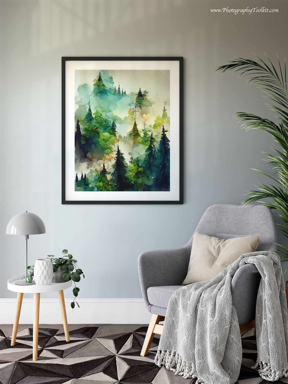 Winter Forest Watercolor Landscape Art Print - Image 6