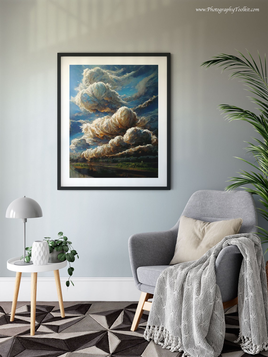 Dramatic Billowing Golden Clouds Over a Dark Landscape Sky Poster - Image 6