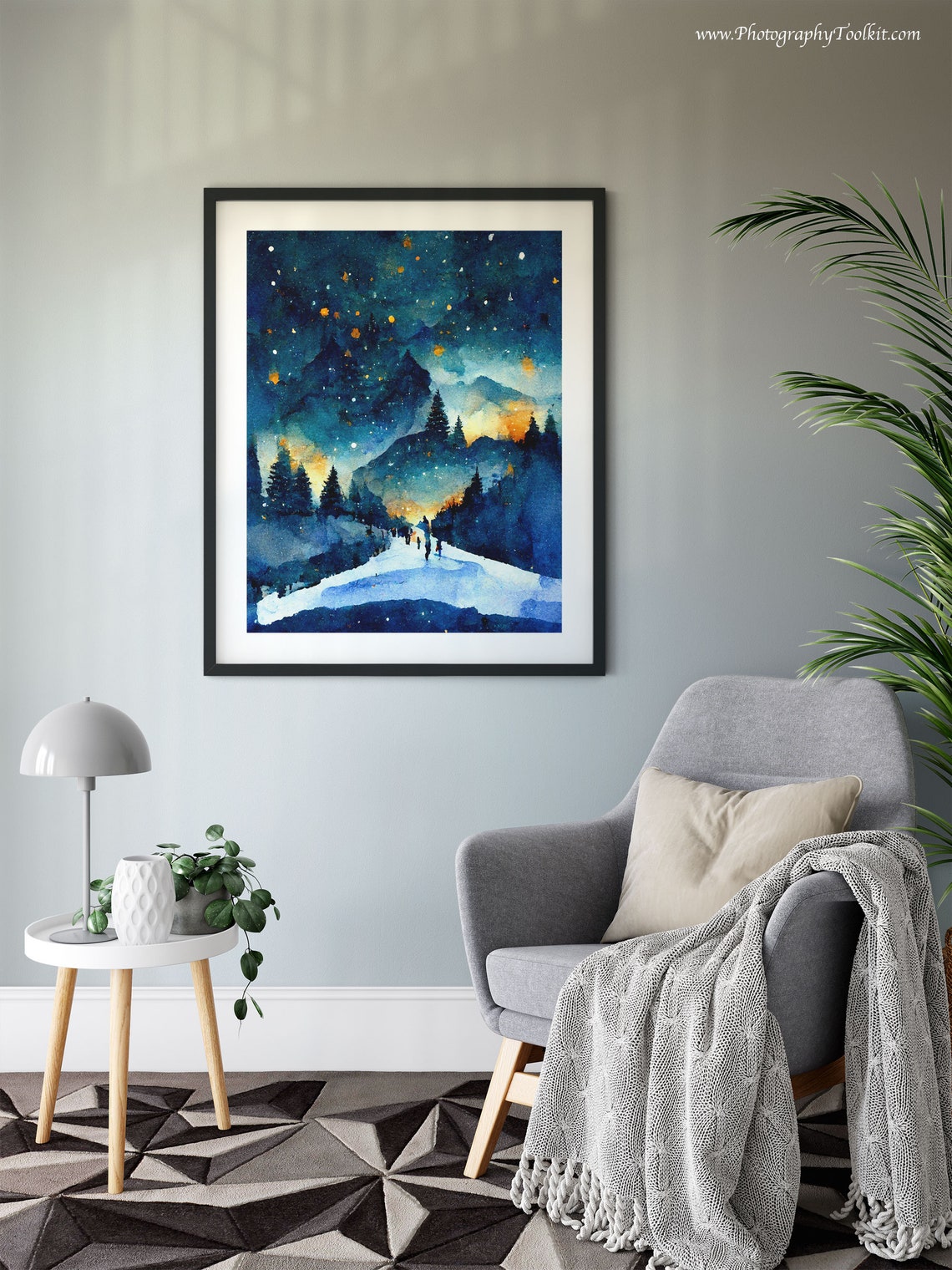 Moonlit Night Ice Skating Starry Winter Wonderland Art Poster - Image 6