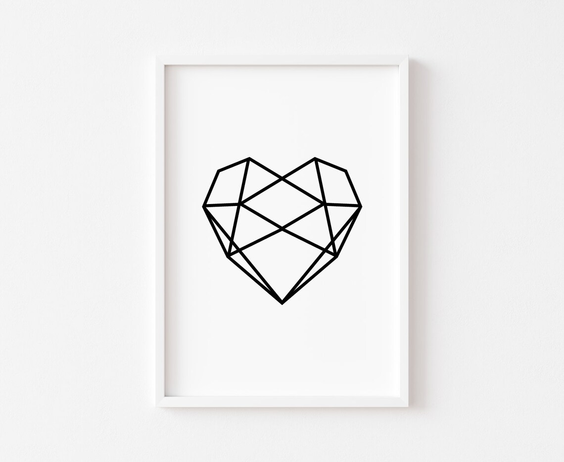 Geometric Heart Art Print, Bedroom Decor
