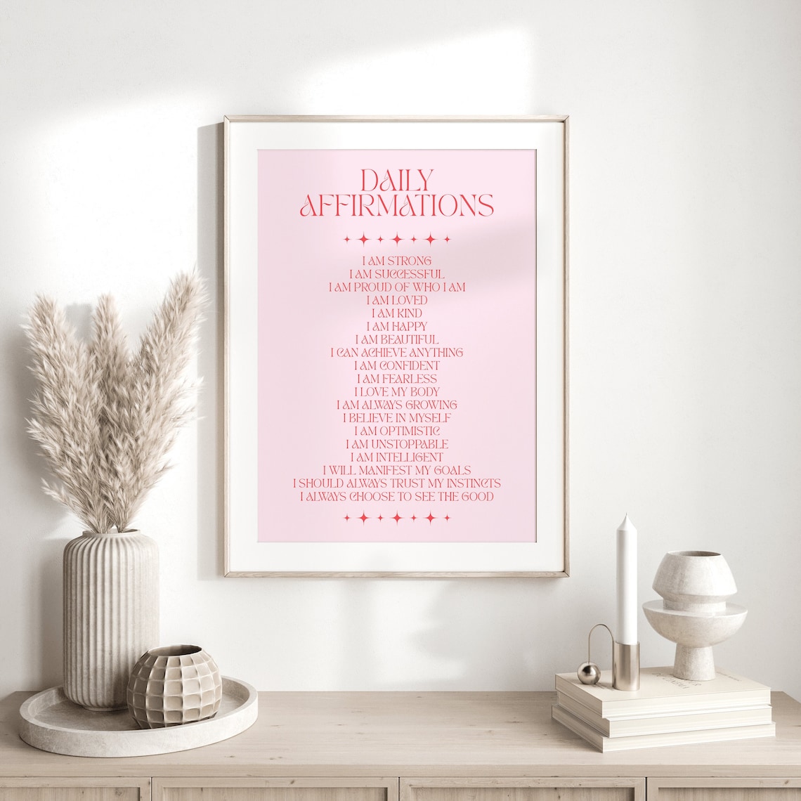 Daily Affirmations Art Print, Self-Love and Positivity