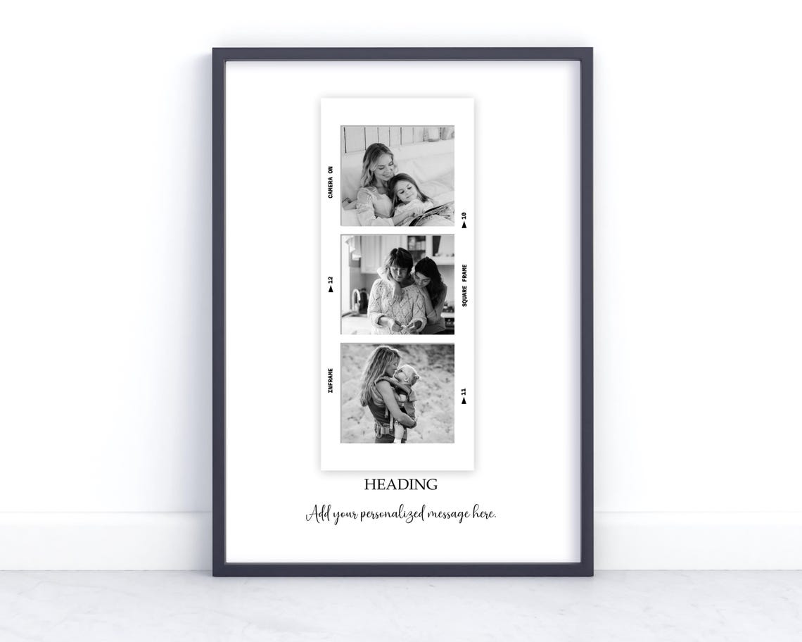 Personalised Photo Film Strip Collage Print With Custom Heading