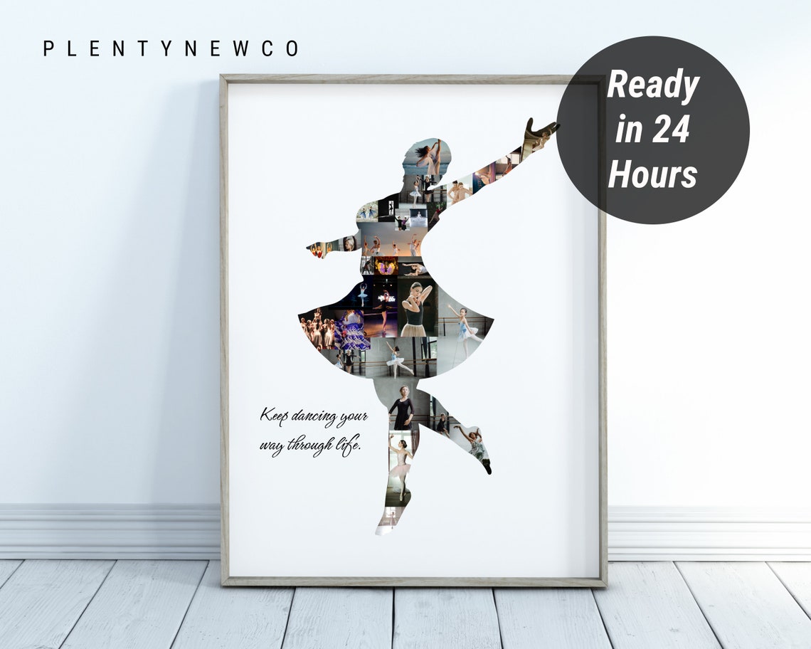 Ballerina Silhouette Photo Collage Dancer Gift Memory Poster