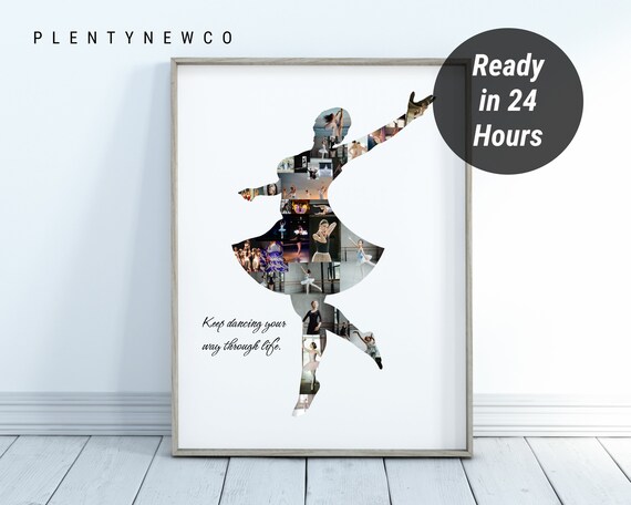 Ballerina Silhouette Photo Collage Dancer Gift Memory Poster