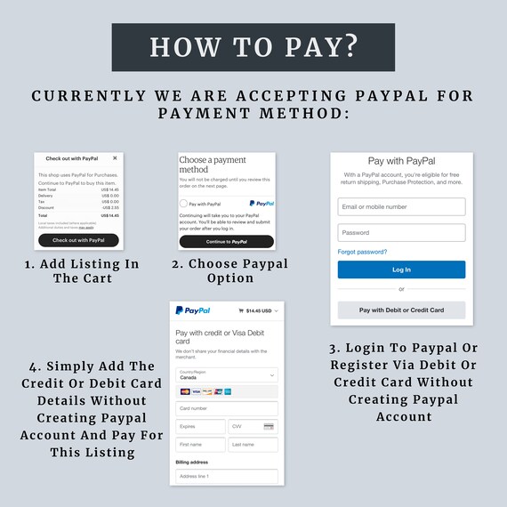 How to Pay With PayPal Step by Step Etsy Shop Checkout Guide Print