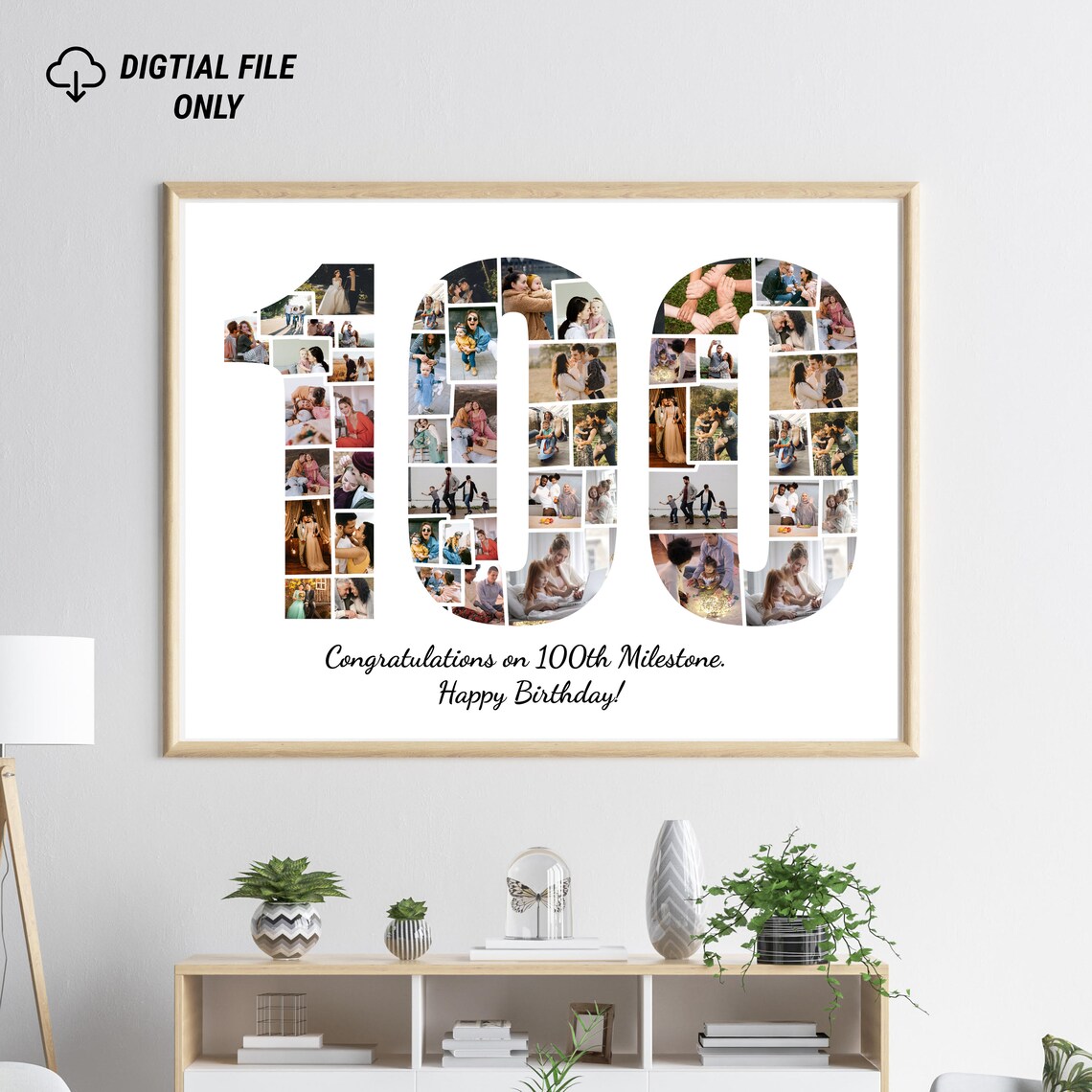 100th Birthday Number 100 Photo Collage Milestone Birthday Poster