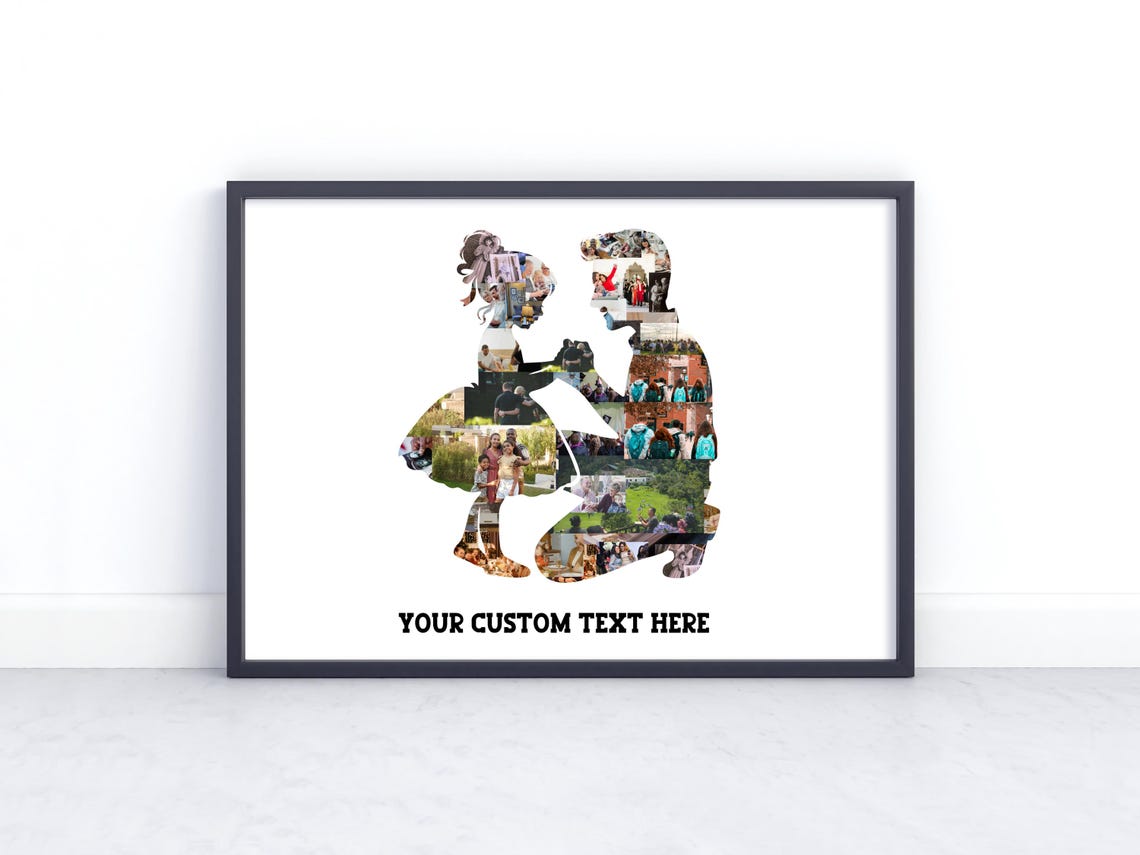 Stepdad Proposal Silhouette Photo Collage Poster with Custom Text