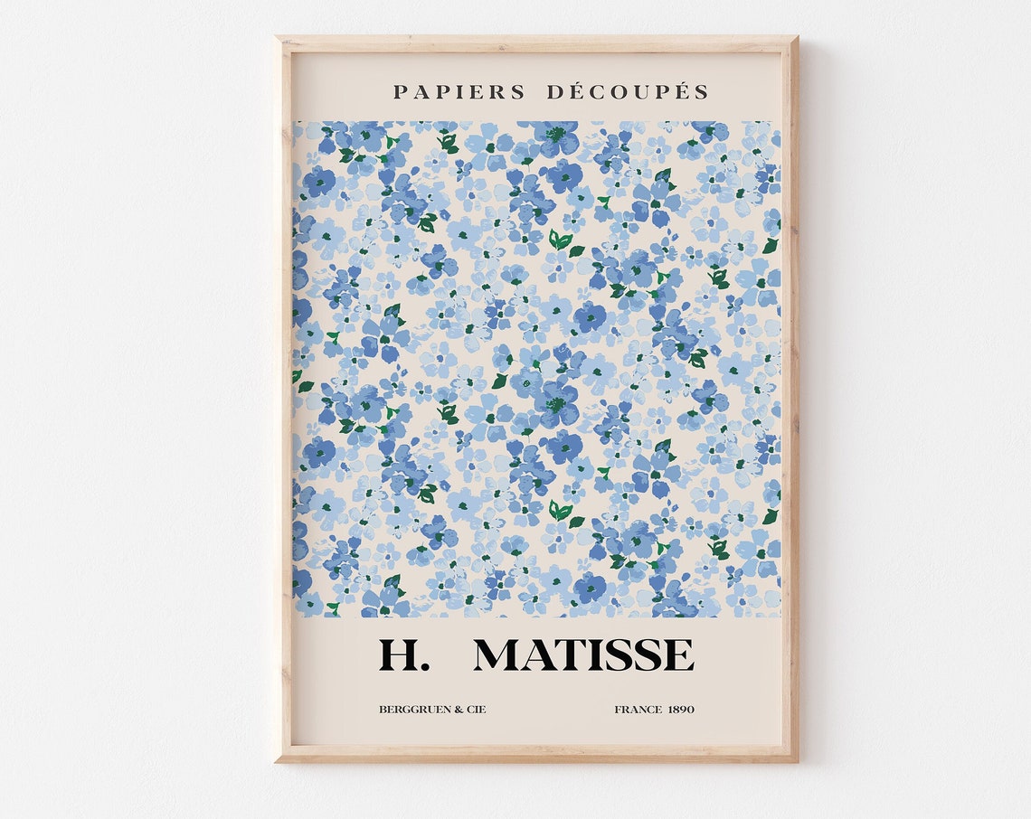 Henri Matisse Papiers Decoupes Blue Floral Pattern Art Poster