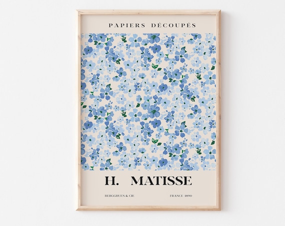 Henri Matisse Papiers Decoupes Blue Floral Pattern Art Poster