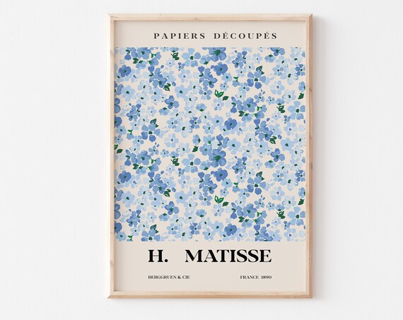 Pretty Blue Flowers Matisse Art Print Matisse Flower Poster Matisse Cut Out Matisse Poster Vintage Matisse Matisse Modern