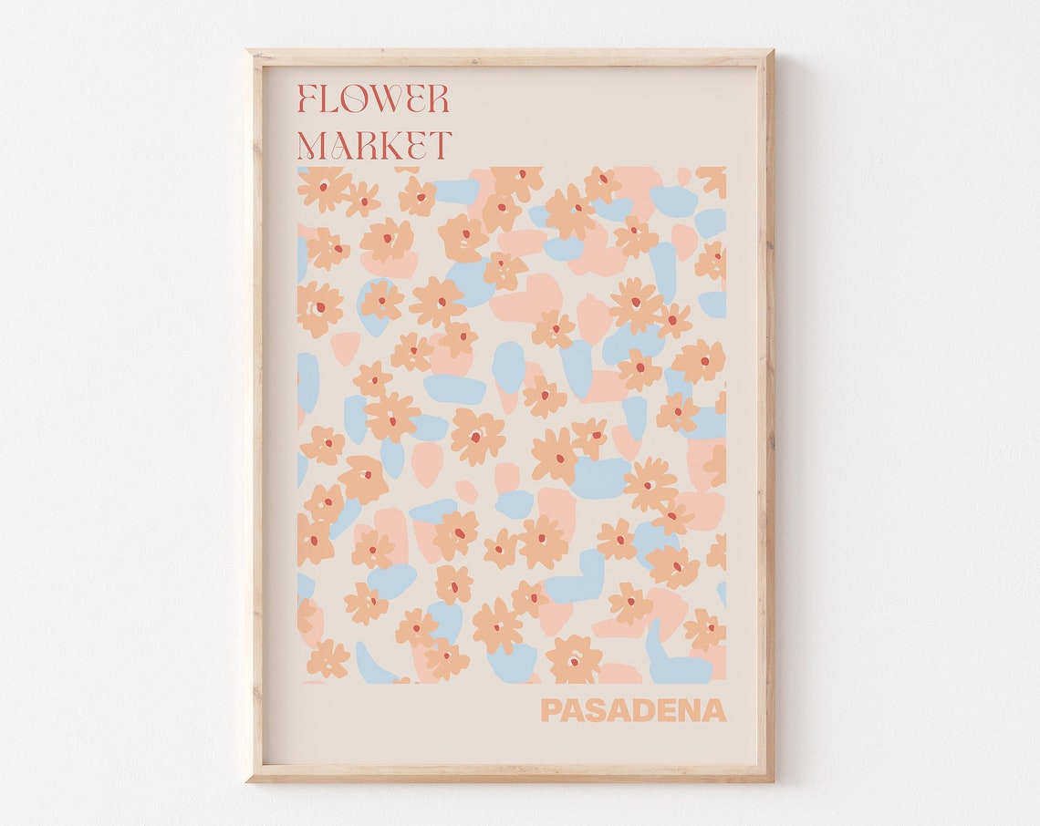 Pasadena Sweet Soft Peach Daisy Flower Market Pattern Art Poster