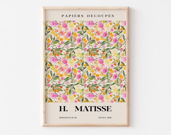 Orange Pink Flowers Matisse Art Print Matisse Flower Poster Matisse Cut Out Matisse Poster Vintage Matisse Matisse Modern