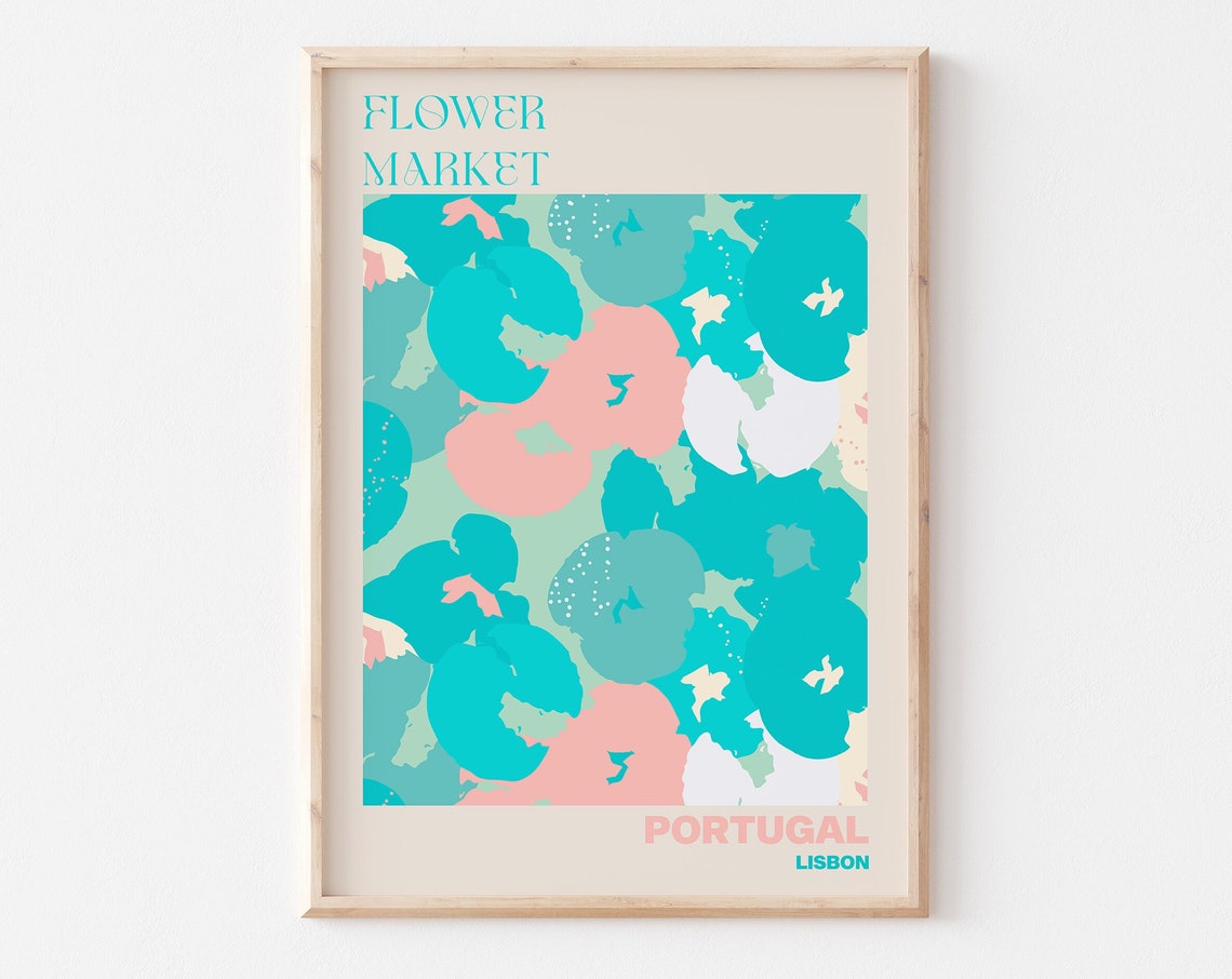 Portugal Poster Portugal Wall Art Portugal Personalised Travel Poster Portugal Flower Market Print Floral Wall Portugal