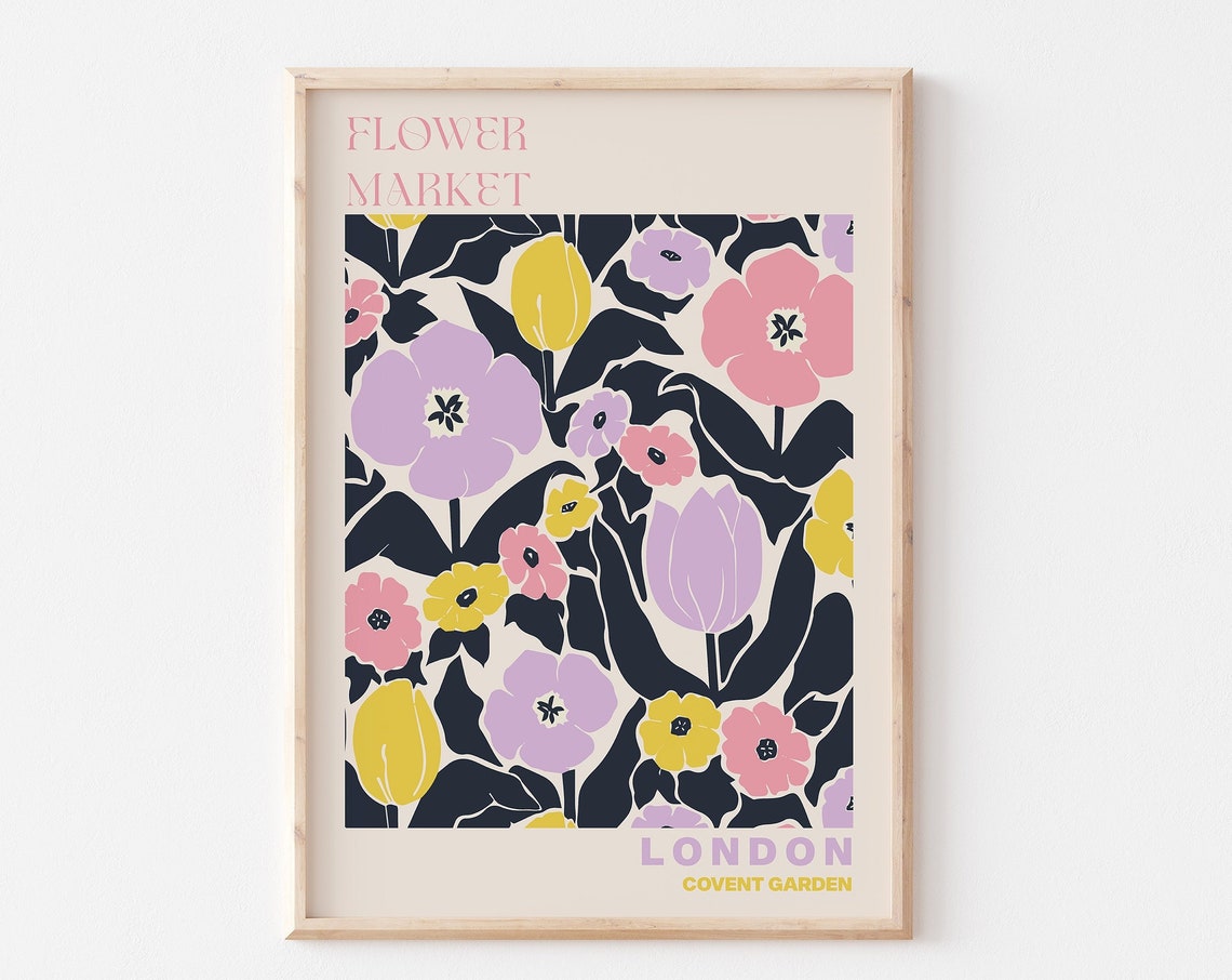 London Covent Garden Flower Market Bold Poppy Pattern Poster