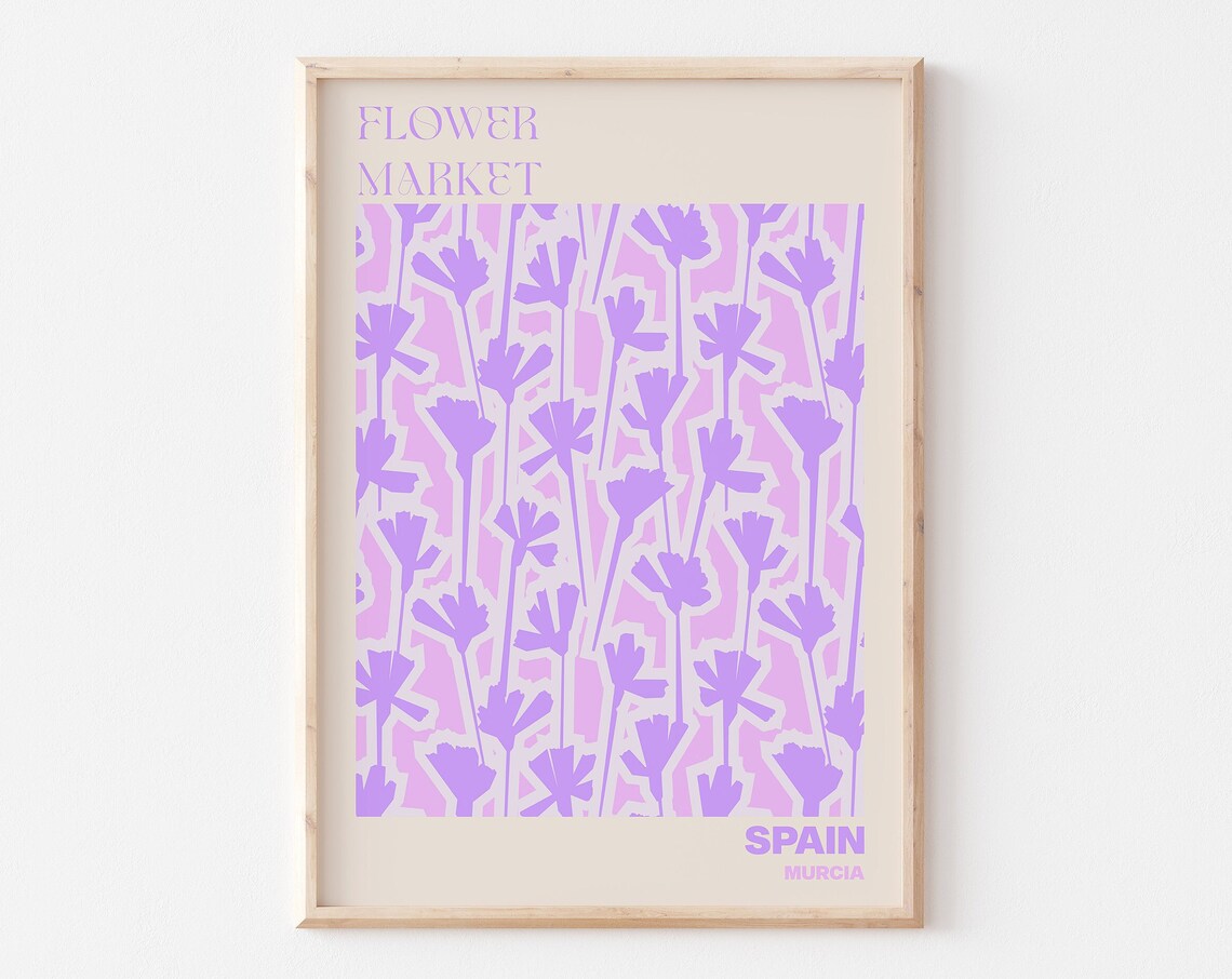 Flower Market Spain Murcia Purple Wildflower Silhouette Poster